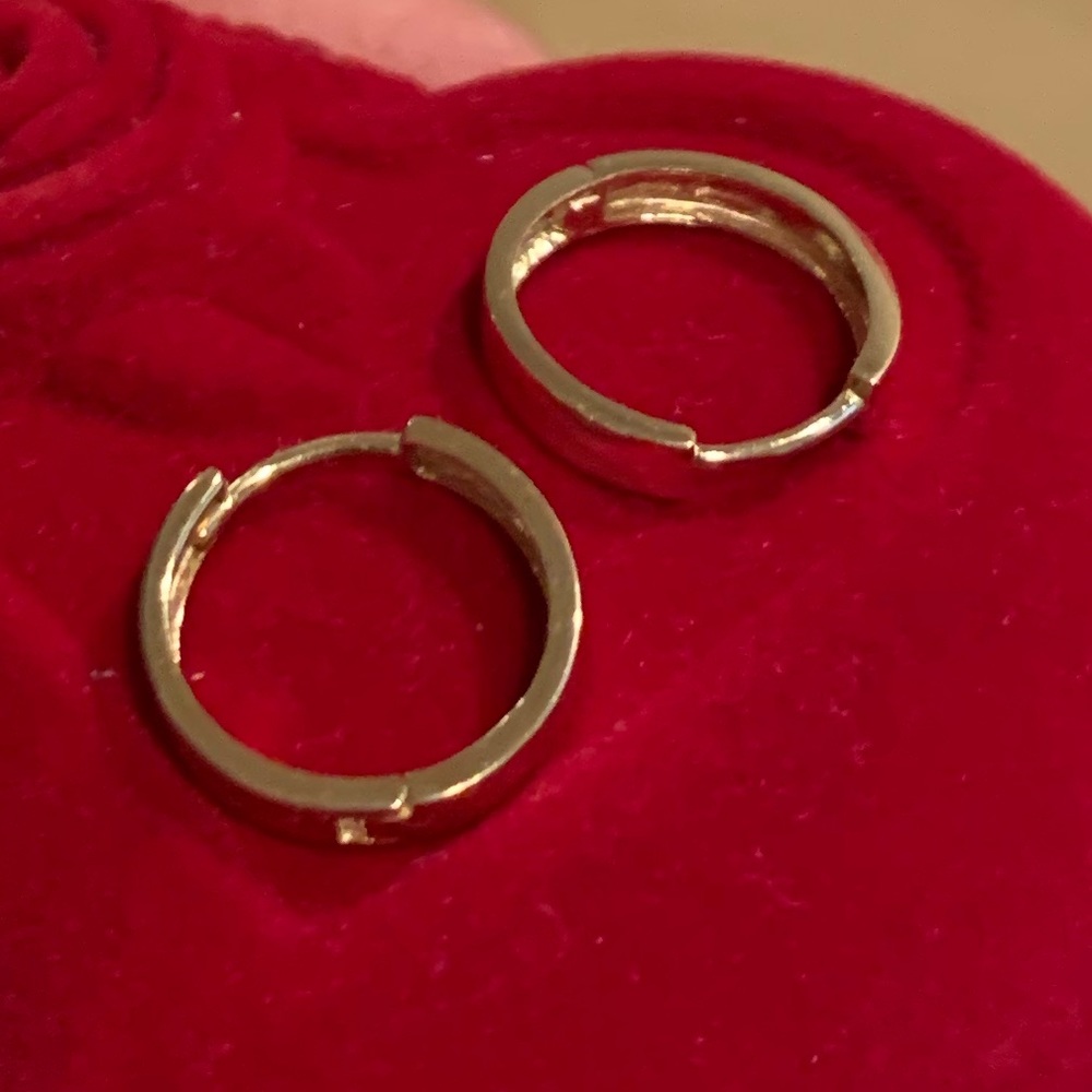 14k Yellow OR White Gold 3mm Hoop Earrings 14mm - Picture 8 of 15